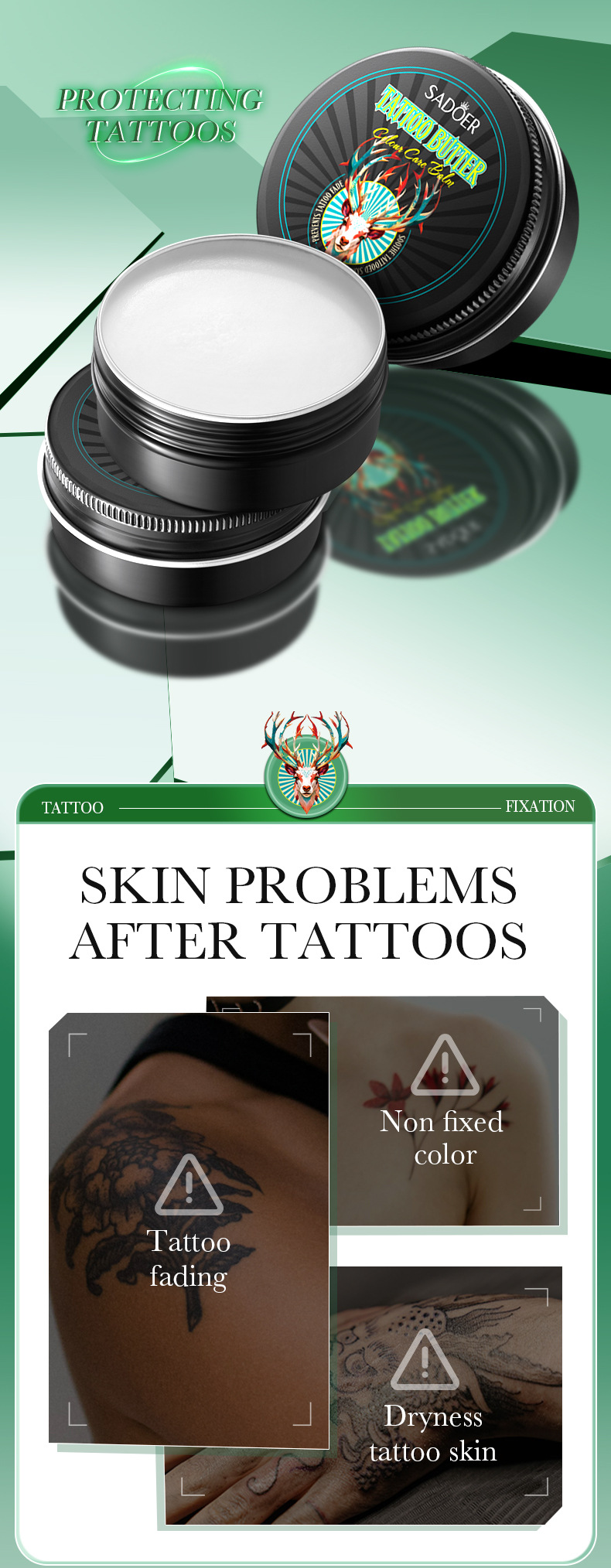 全英文SADOER纹身色彩护理膏 保湿固定纹身 身体乳跨境外贸批发详情2
