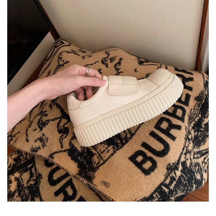 葡萄妈同款水洗马皮圆头魔术贴百搭厚底低帮休闲饼干板鞋女详情32