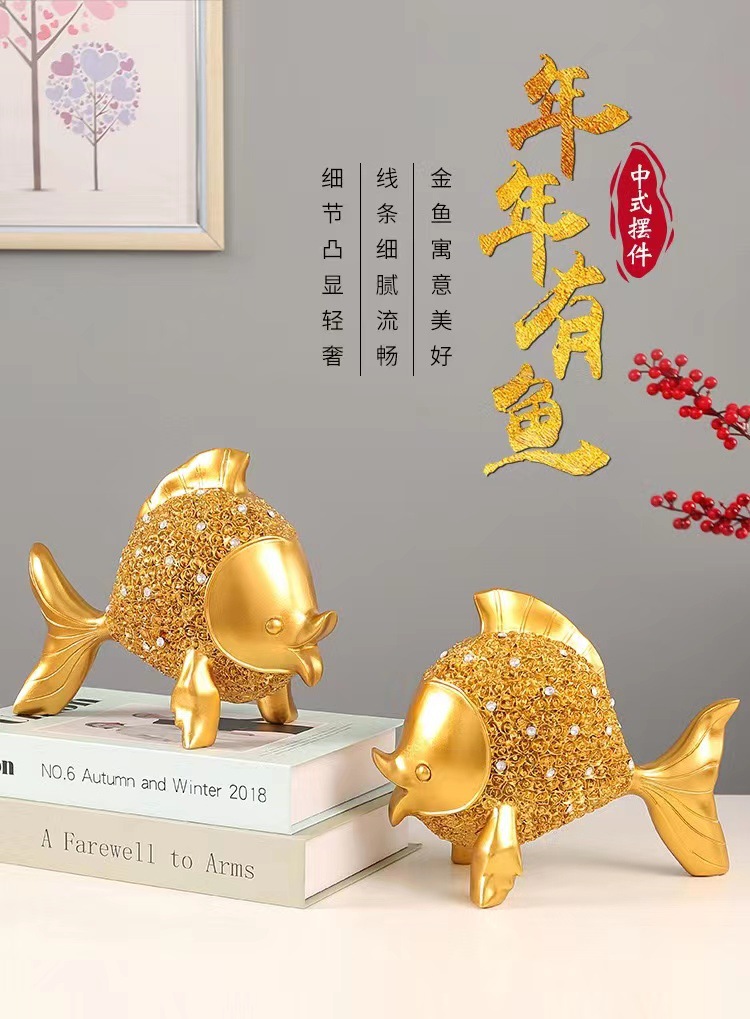 Every year, there are fish-bringing wealth ornaments. The light luxury entrance hall, living room, TV cabinet, wine cabinet, and office desk decorations are all exquisitely handcrafted pic 8