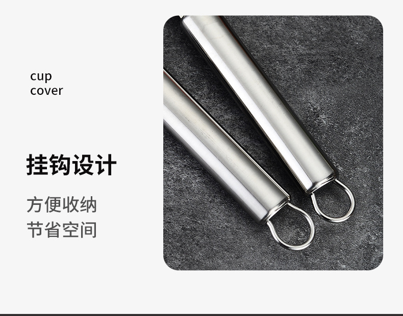 201 stainless steel extended cooking spoon and spatula set with round steel handle simple kitchen tools factory direct sales pic 8