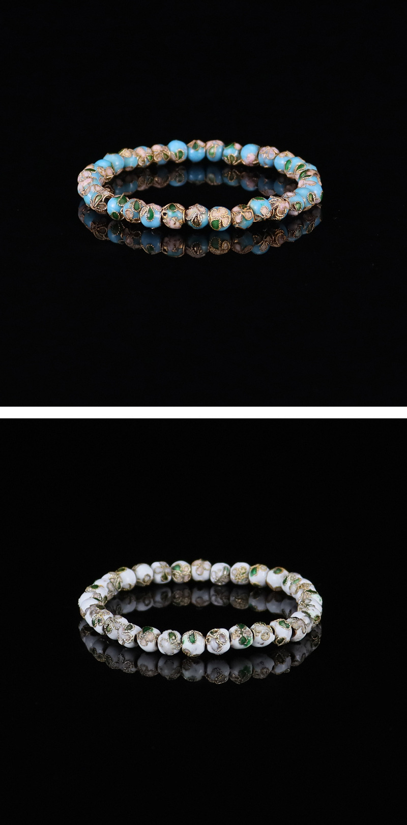 Beijing Cloisonne classical ethnic style jewelry, cloisonne enamel filigree silver blue round bead bracelet pic 7