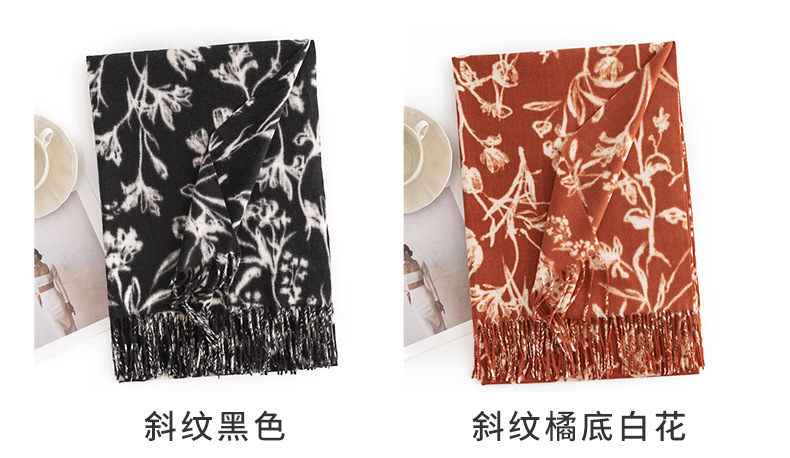 A trendy faux cashmere scarf for women with a sweet and creamy style, autumn and winter printed scarf and scarf, a popular shawl pic 9