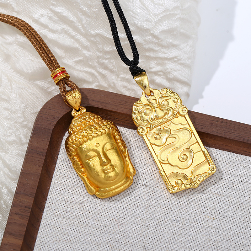 国风黄铜佛头平安好运腰牌葫芦挂件汽车装饰厂家批发项链详情5