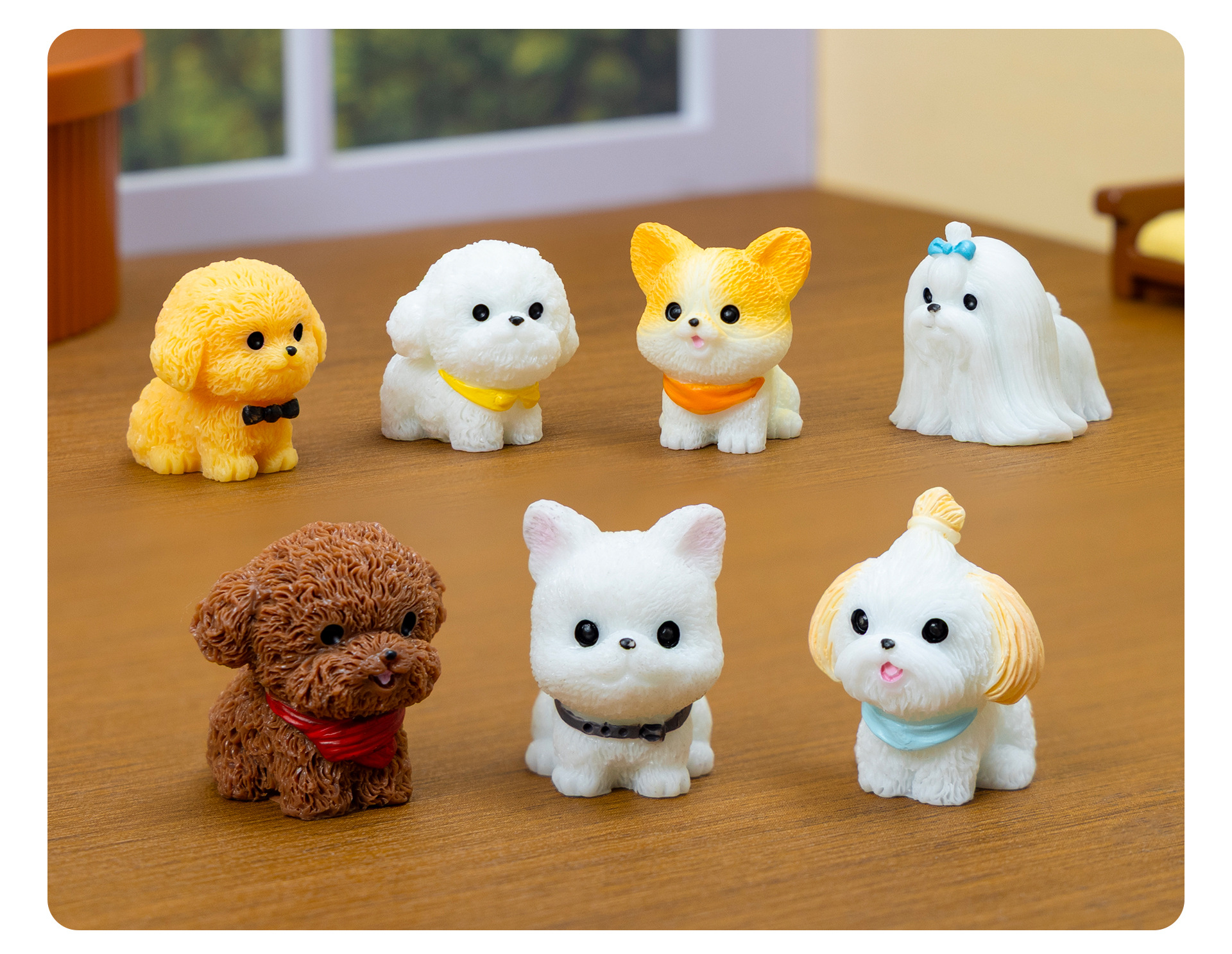 微景观仿真可爱围兜小狗家居桌面摆件创意车载饰品树脂工艺小摆件详情5
