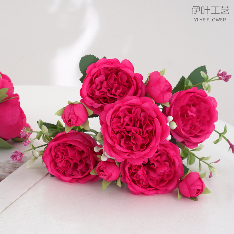 9色 仿真花春色牡丹 芍药玫瑰花家居摆件婚庆手捧花路引桌面装饰详情12