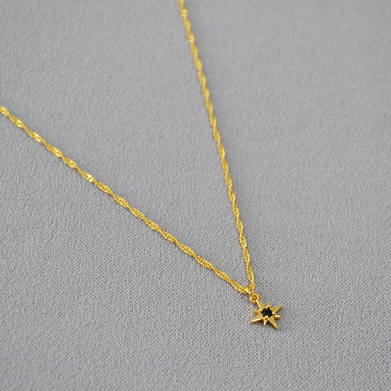 法式小众设计复古黑尖晶串珠星星吊坠双层链条叠戴简约气质项链女详情6