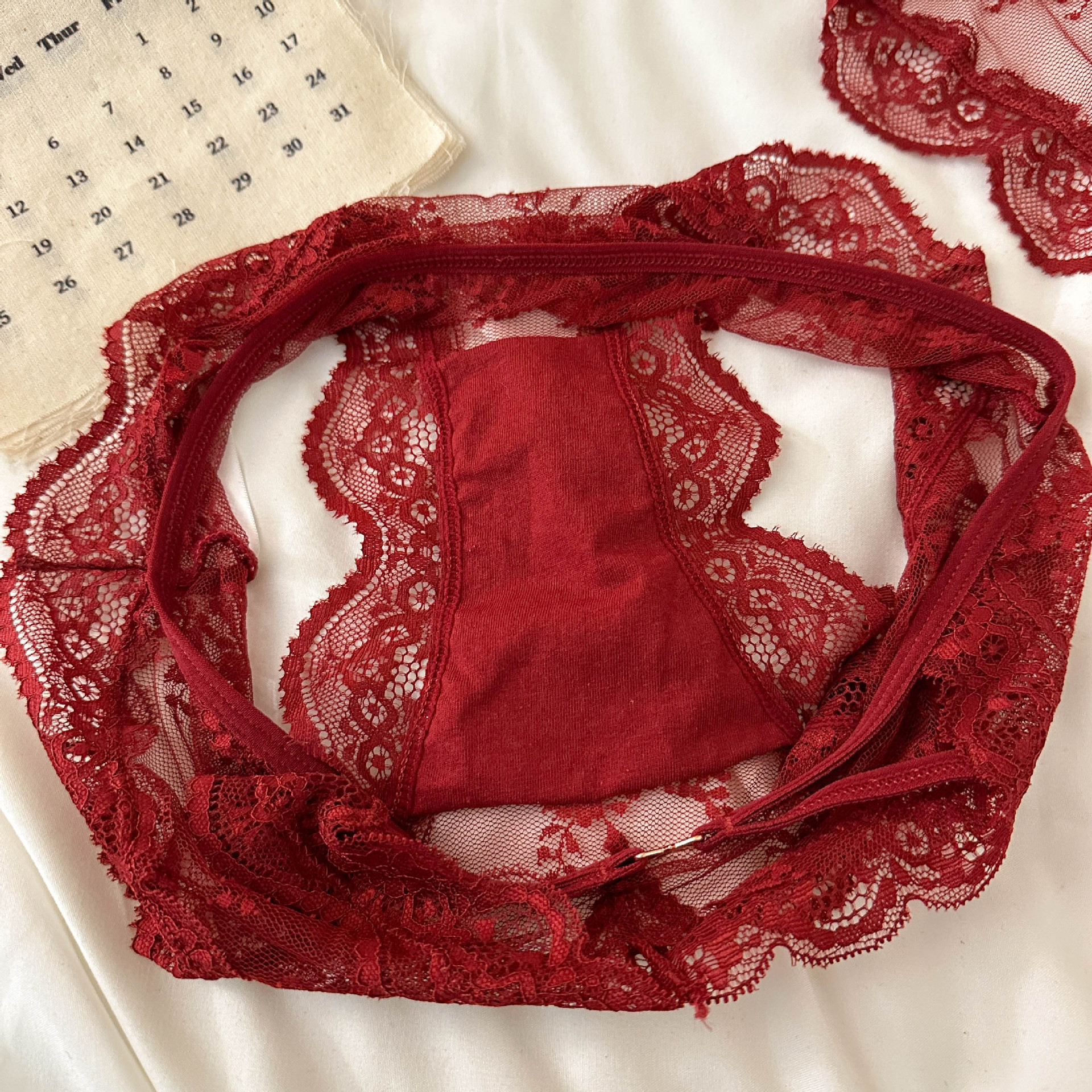 Zodiac year combination ~ Red underwear, lace, sexy ladies, pure cotton, breathable and comfortable triangle pants, New Year underwear pic 7