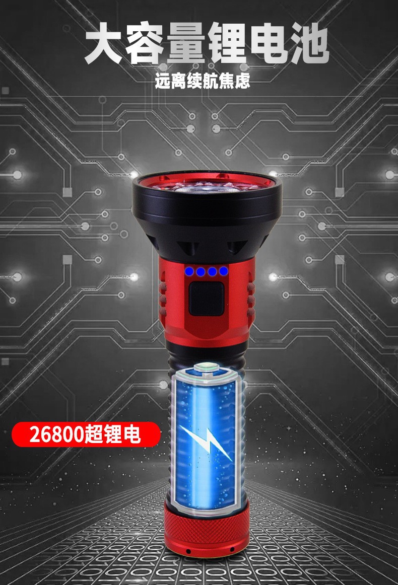 Wholesale of new cross-border products from Pailide, including high-intensity multi-lamp flashlights, high and low beams, aluminum alloy long-range white laser flashlights pic 17