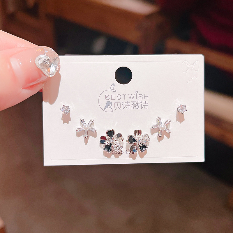 高品质感s925银针锆石6件套装小耳钉 女韩版简约气质三对耳钉批发详情24