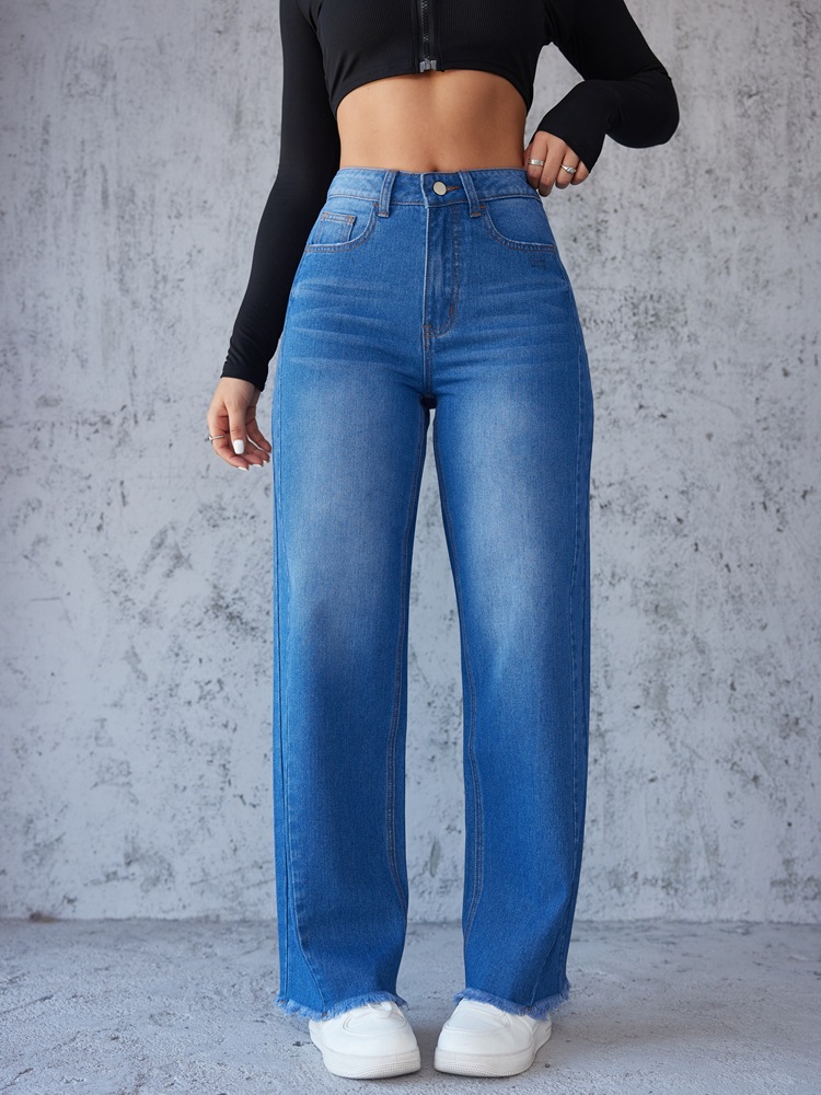 Independent store cross-border Amazon 2024 summer European and American fashion slimming style straight wide-leg jeans without elasticity pic 12