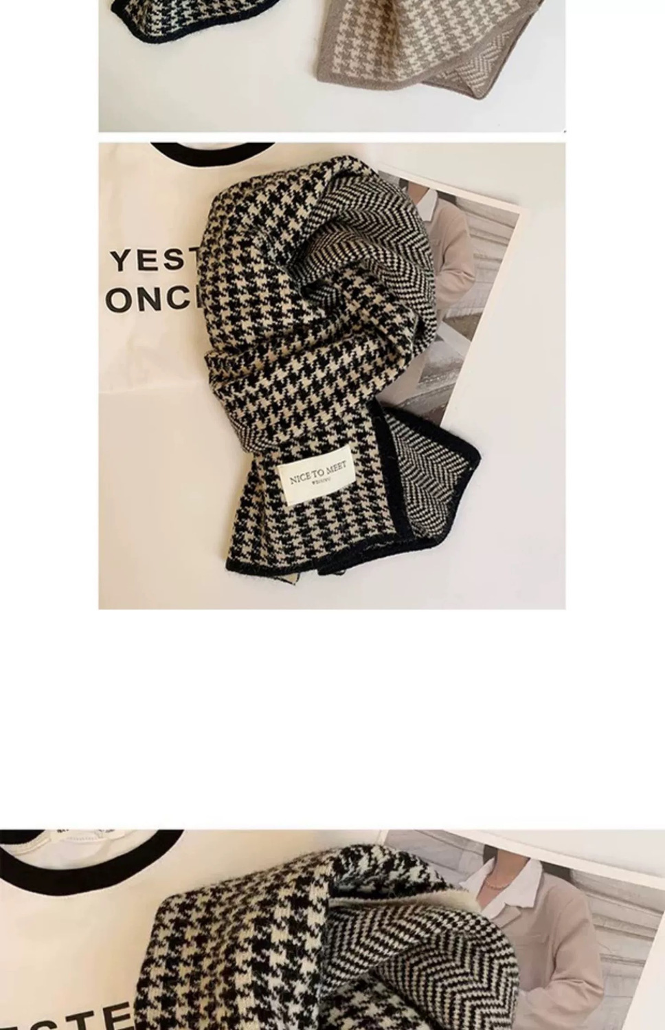 围巾冬天学生高中女生初中少女秋冬季感格子围脖男款日系加厚保暖详情6