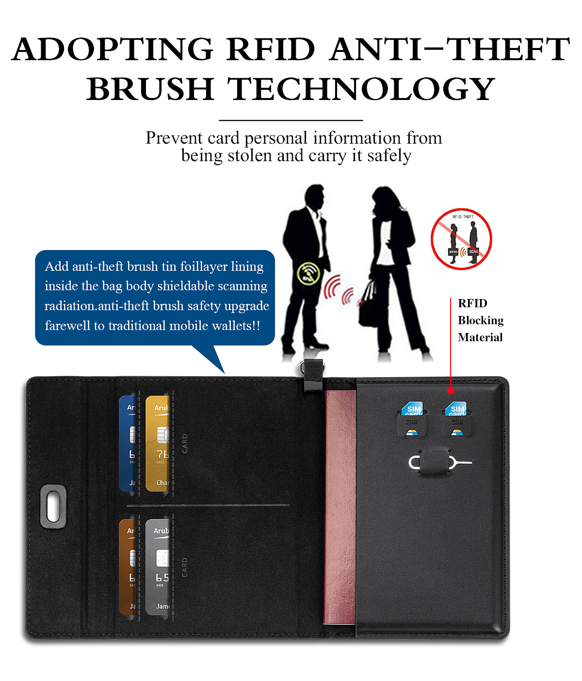 Passport bag, ID card bag, RFID anti-theft card holder, multi-functional passport holder, overseas travel air ticket holder, anti-magnetic passport holder pic 3