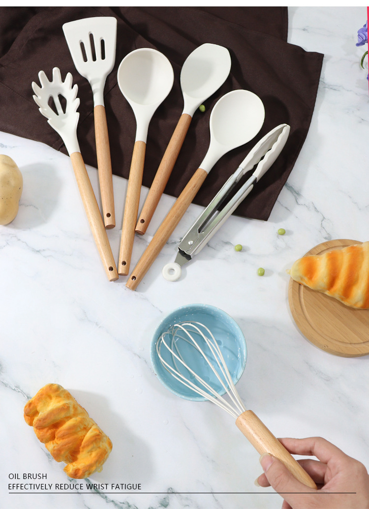 跨境硅胶锅铲汤勺12件套不粘锅硅胶铲食品级硅胶厨具套装现货批发详情16