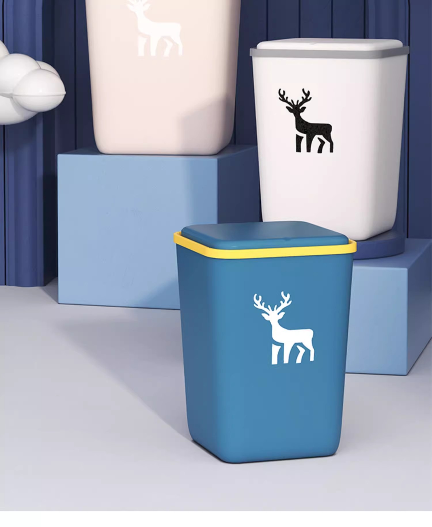 Kitchen, living room, home, bedroom, bathroom, lid-type toilet, waterproof wastebasket, press with lid, large-capacity trash can pic 8