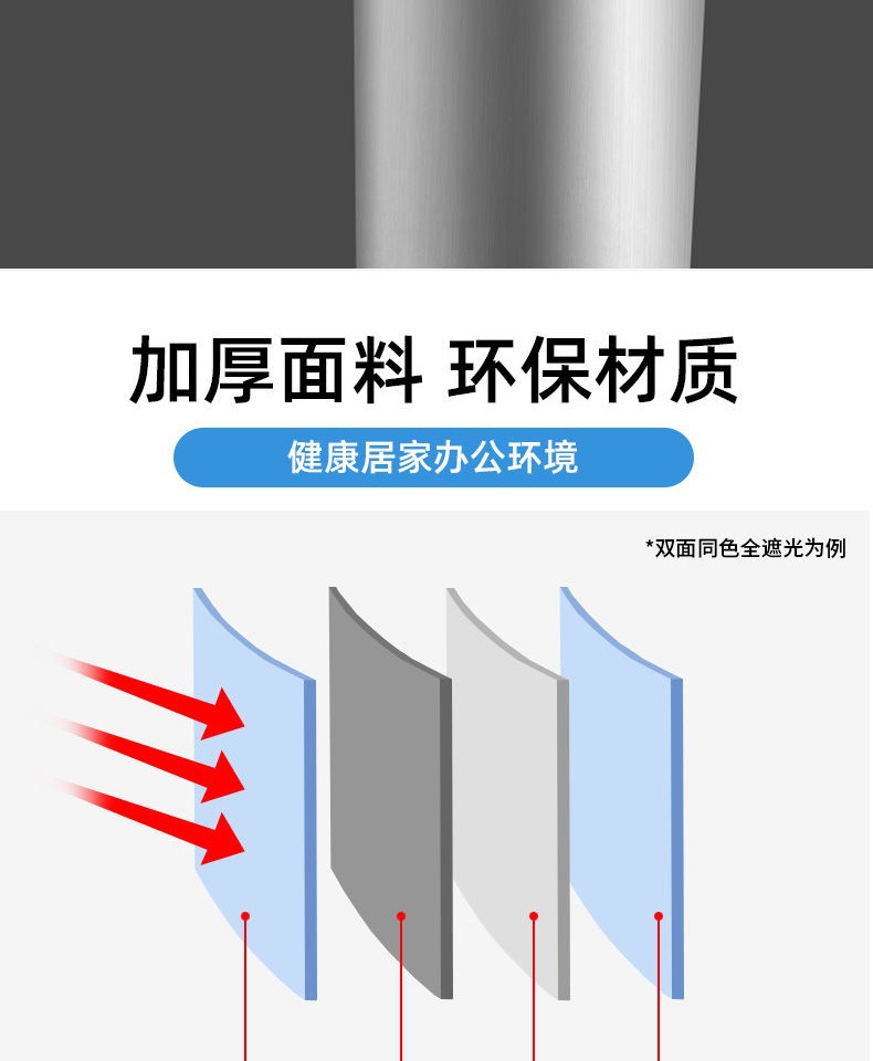 全遮光卷帘加厚成品窗帘免打孔强遮光防水隔热房间卧室阳台办公室详情3