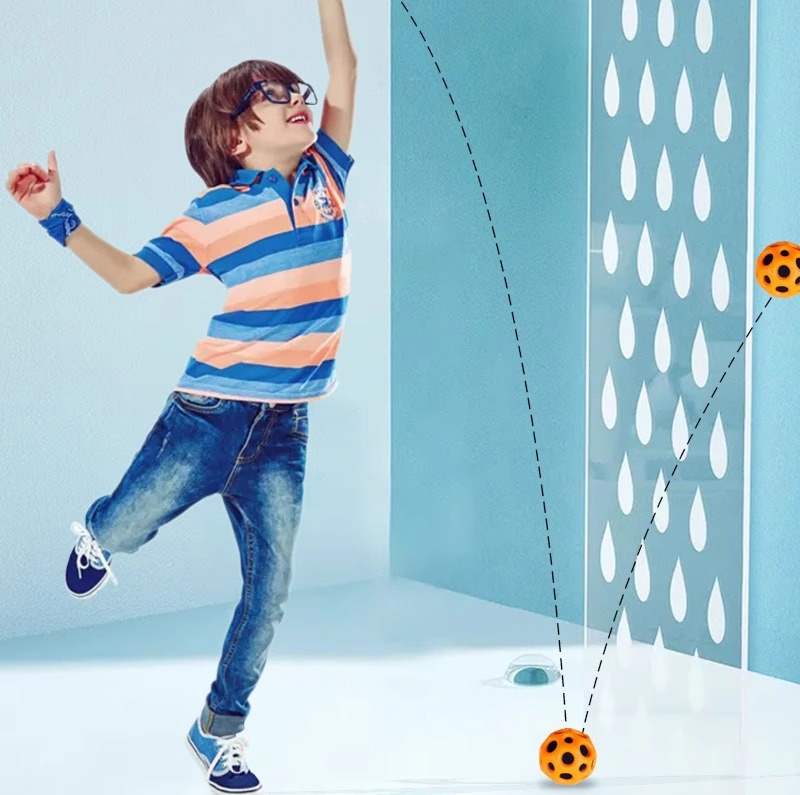 Luminous flashing light elastic ball, high-elasticity PU ball, student stress relief and release, moon hole ball, cross-border best-selling toys wholesale pic 4