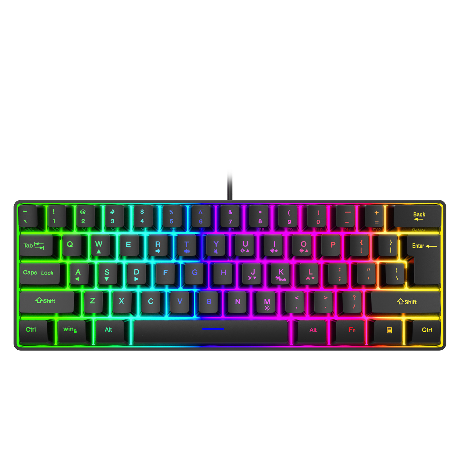 Wholesale and consignment of 61-key Yunguoguo k401 notebook desktop wired gaming small keyboard RGB illuminated keyboard pic 17