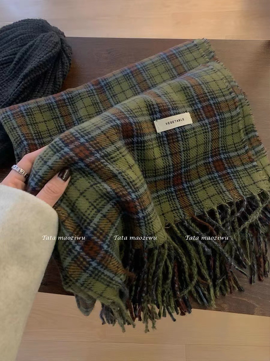 格子围巾大集合~韩系复古流苏ins女秋冬季学生百搭保暖氛围感围脖详情10