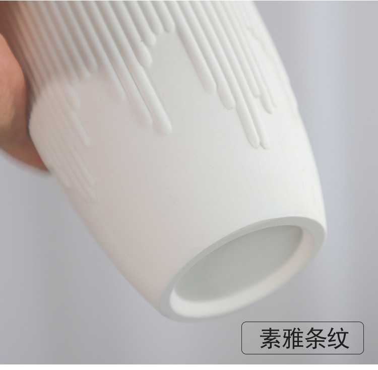 2026 Modern and simple ceramic vase, creative home decoration, unfired white flower arrangement, striped flower vases, desktop business gifts pic 4