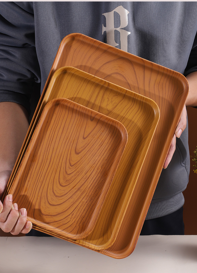 木纹塑料托盘 高颜值托盘西餐餐盘方盘托盘餐盘长方形创意茶盘详情18