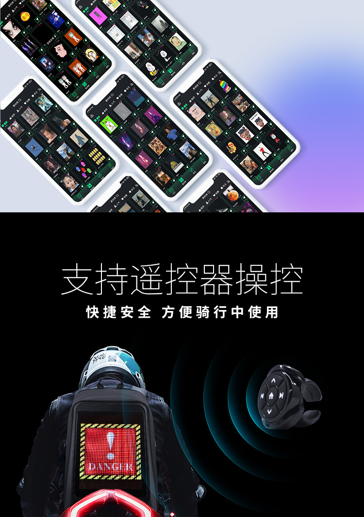 2024新款摩托车LED高清机车骑行背包智能显示屏双肩背包书包防水详情5