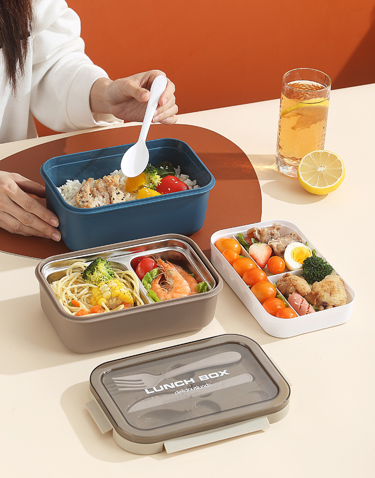 INS风304不锈钢饭盒密封防漏午餐盒带汤杯外出野餐轻食便当盒餐盒01571详情17