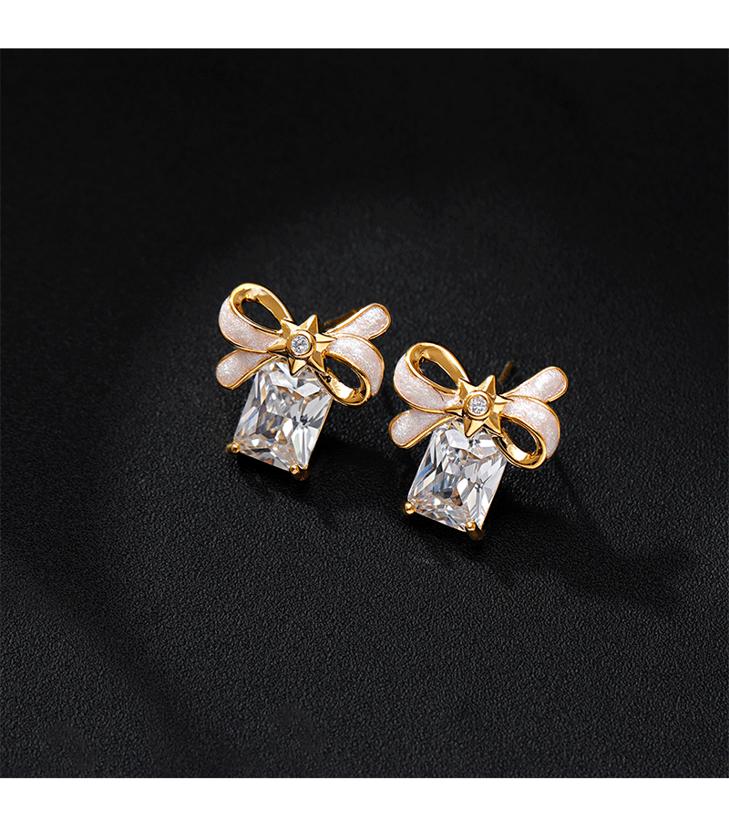 Hyacinto moda luz extravagancia superflash geometría circonitas pendientes esmalte goteado aceite blanco nacarado arco orejas 2025 nuevo tidal pic 6