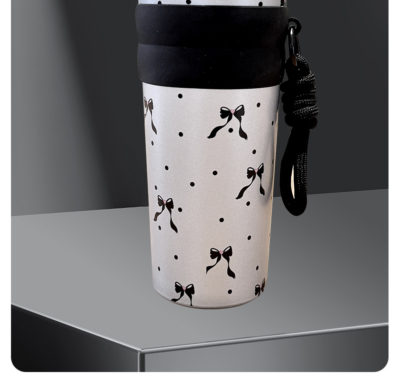 新款不锈钢咖啡杯提绳吸管杯小清新图案女生高颜值保温杯便携水杯详情9