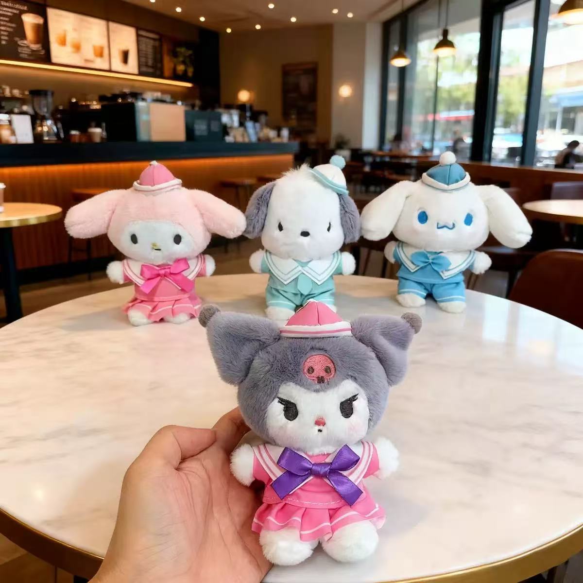 Cute food-eating animal plush keychains, bear, elephant and rabbit figurines, pendants, high-quality dolls supply pic 10