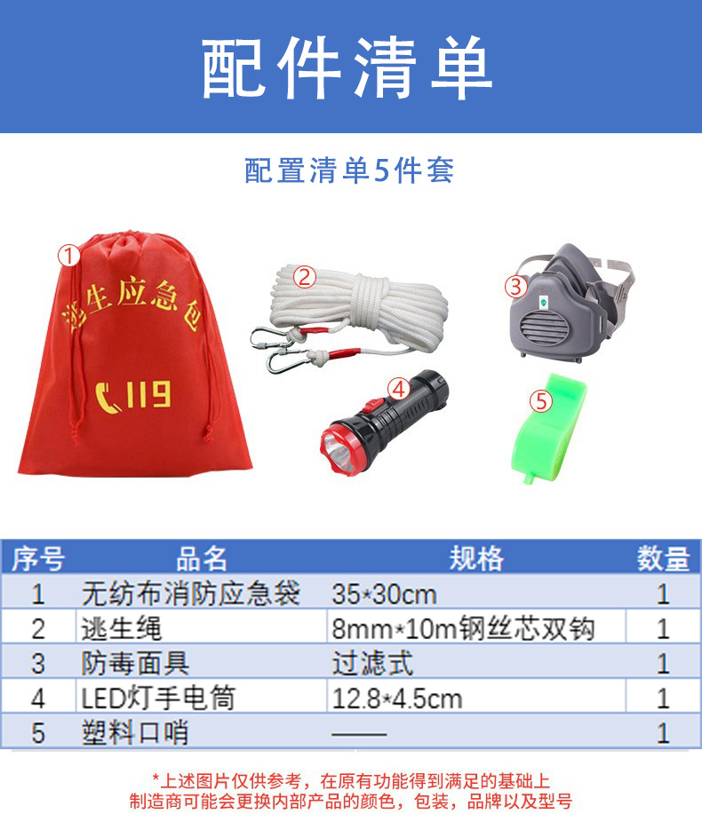 Fire emergency kit set, medical kit, household fire escape emergency rescue kit set, household fire emergency box pic 4