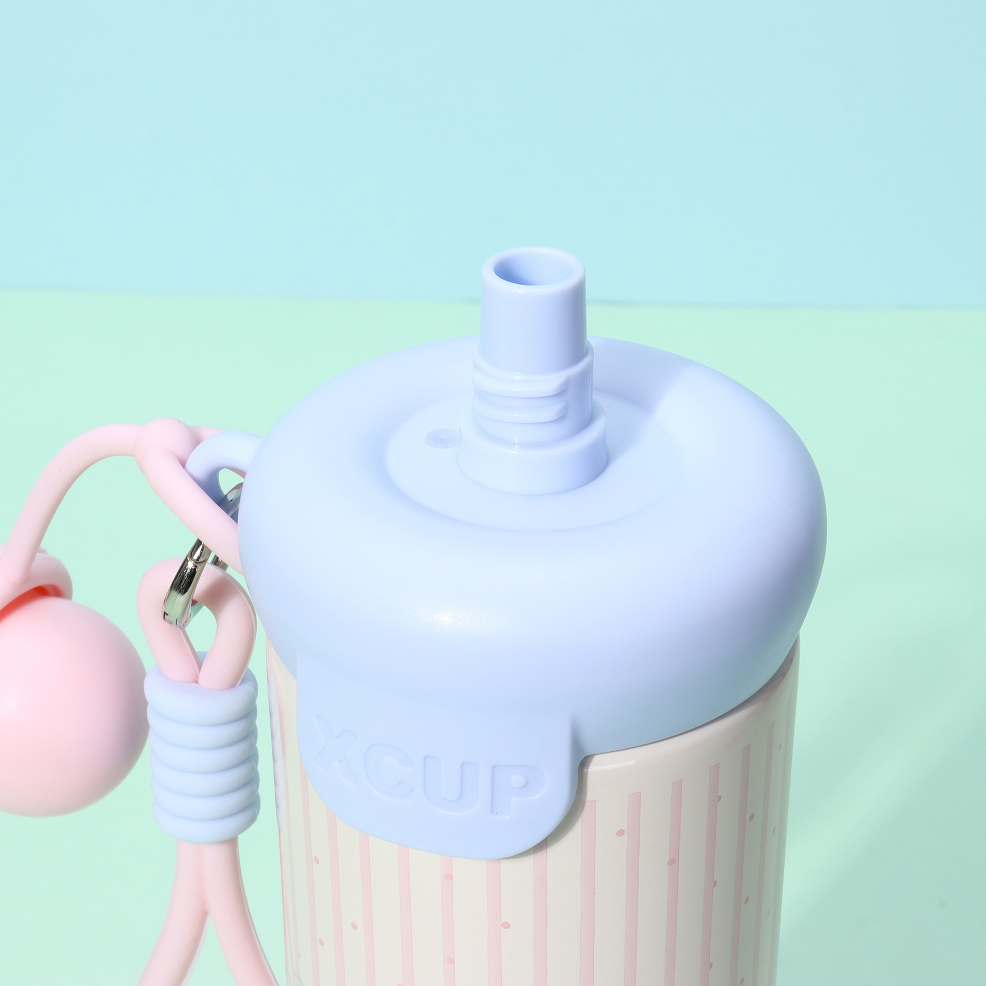 高颜值316不锈钢浮球保温杯新款卡通花茶塑料吸管杯提绳水杯批发详情3