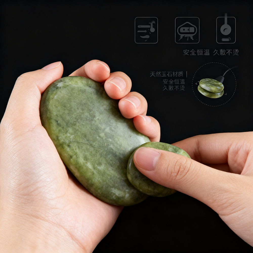 橄榄绿玉恒温加热能量石SPA热石美容院足疗足浴精油推拿按摩石详情13