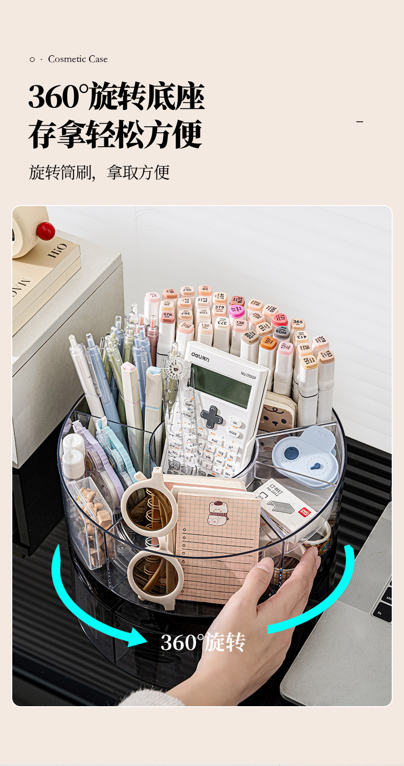 The cosmetic storage box is rotatable and exudes a high-end, light luxury feel. It is a desktop cosmetic box for storage, a dressing table, and a skin care product rack pic 6