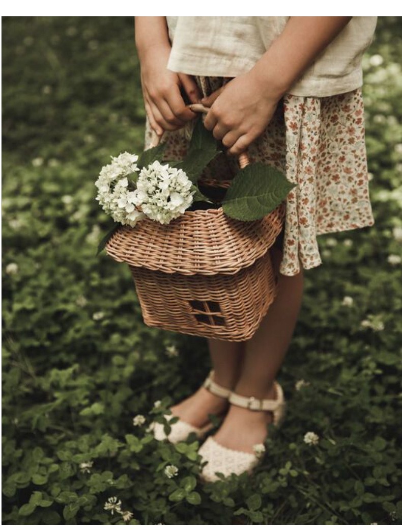 ins风藤编小房子收纳篮外出玩具手提包编织小花篮儿童摆拍摄道具详情10