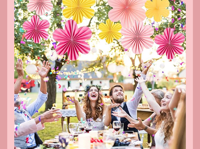 新款墙面花朵款纸扇花装饰生日派对橱窗背景墙装饰纸扇悬挂装饰珠宝店商场店铺幼儿园纸扇装饰品 圣诞节场景布置神器装饰品详情2