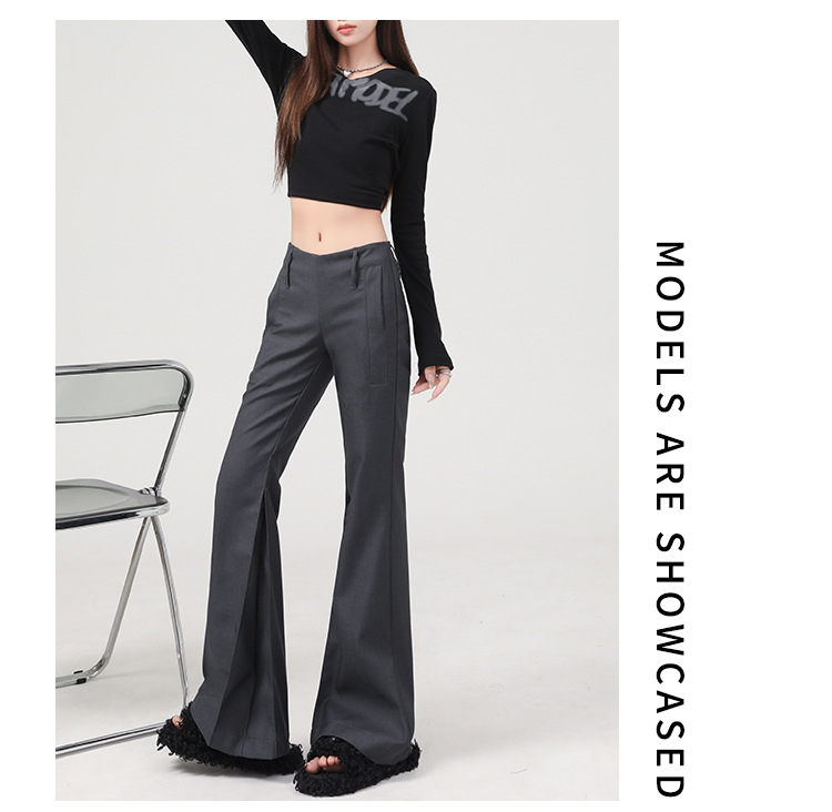 橙绢女装#修身微喇西装裤女2025春季新款高级感垂感薄款马蹄裤子详情14