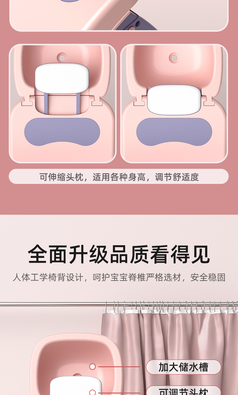 儿童洗头躺椅可折叠宝宝家用小孩坐洗发婴儿洗头发床凳子洗头神器详情4