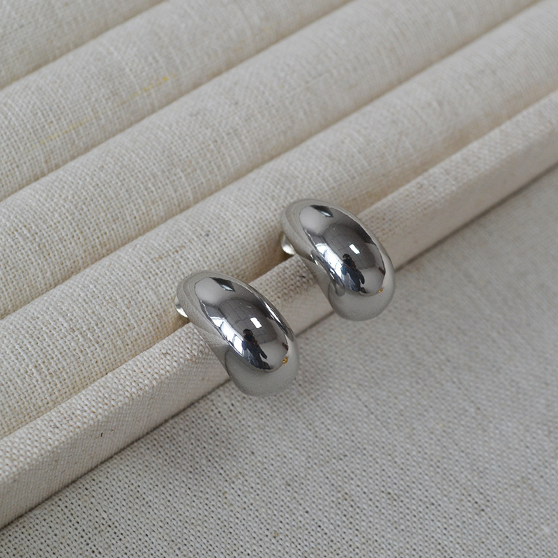 fever日韩小众设计冷淡简约黄铜镀金光面水滴925银针耳钉耳饰详情8