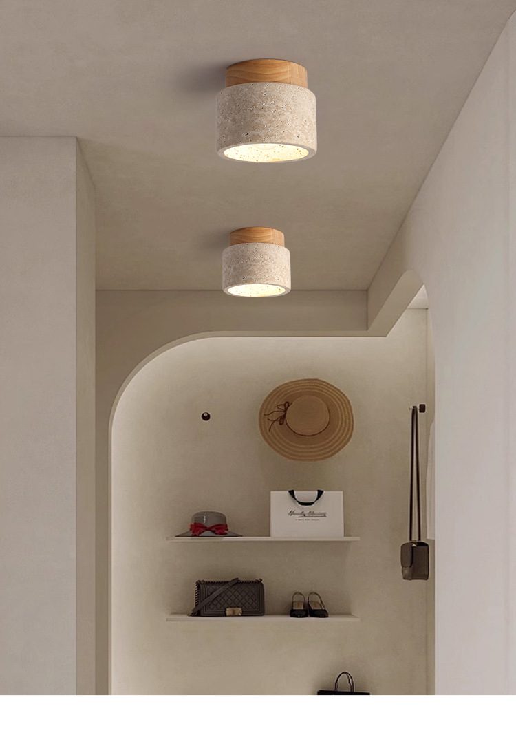 Japanese-style wabi-sabi ceiling lamp, yellow cave stone designer, retro and creative, entrance corridor, passageway, foyer, balcony small lamp pic 4