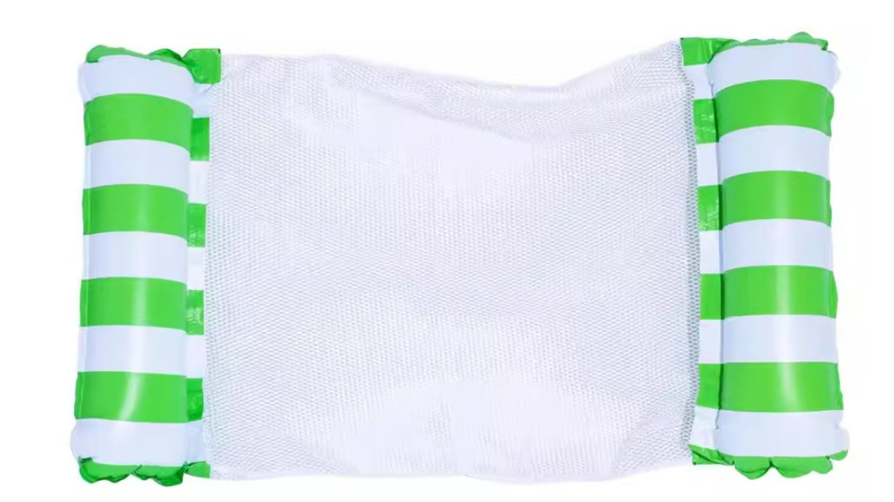 厂家直销网红pvc网吊秋千休闲娱乐条纹多色网吊充气水上浮排详情6