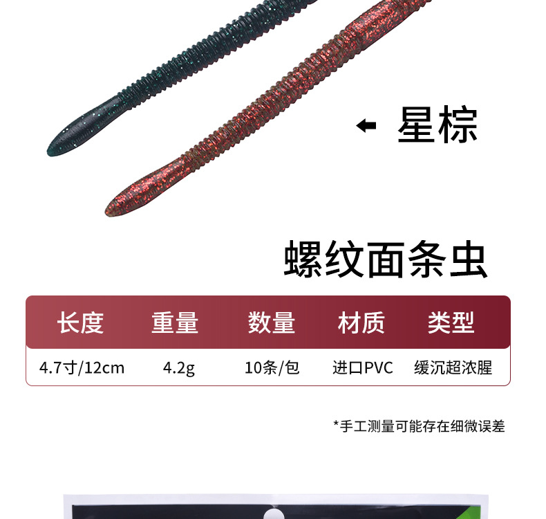科迈龙路亚面条虫软饵senko缓沉飘落无铅倒钓鳜鲈鱼蚯蚓面包软虫鱼饵详情13