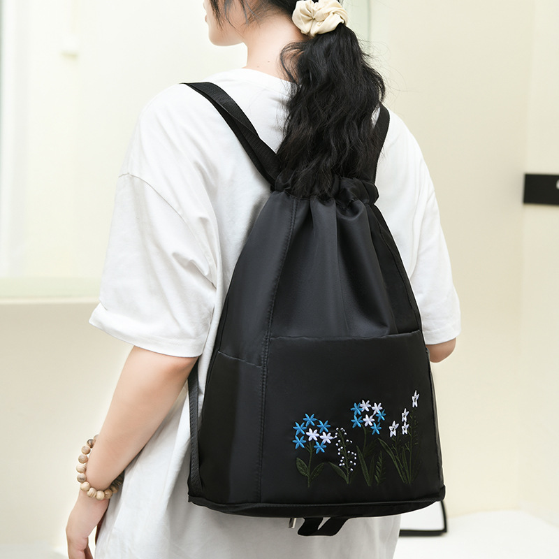 New embroidered Oxford drawstring backpacks with large capacity, fashionable outdoor trend, travel folding backpacks, cross-border wholesale pic 30