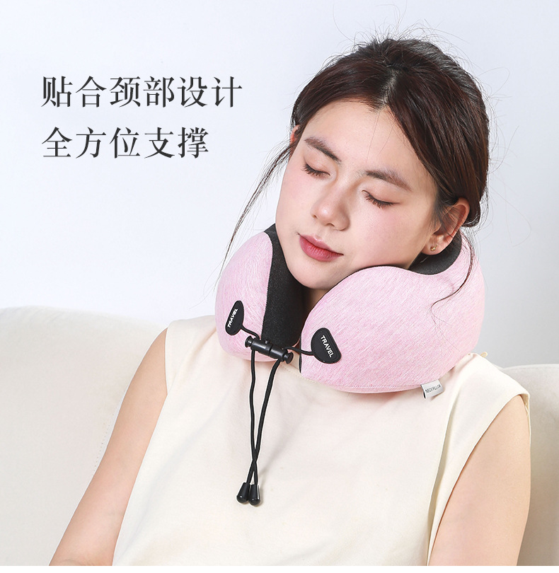 记忆棉U型枕慢回弹飞机汽车高铁午睡枕护颈护脖枕 仿羊绒横条旅行详情2