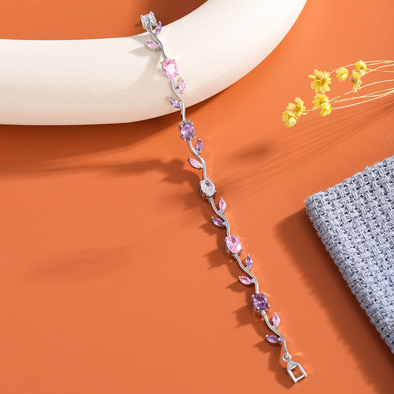 纯铜可调节真金电镀不褪色高品质超闪锆石网球手链新娘饰品组合详情5