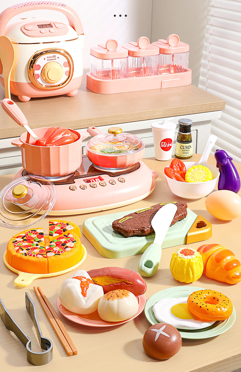 儿童玩具蒸汽喷雾电饭锅套装男女孩过家家厨房煮饭餐厨具早教批发详情12