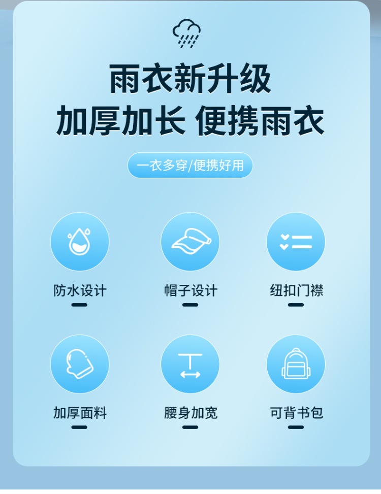 加厚成人雨衣批发超厚雨披户外旅游男女轻便雨衣印刷LOGO儿童雨衣详情2