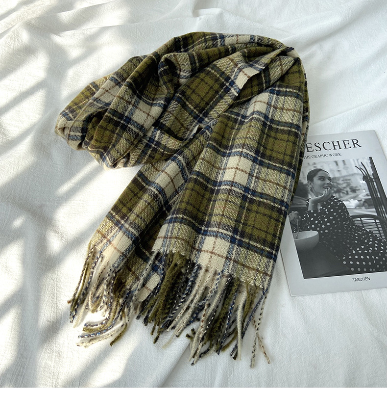 一件代发格子围巾女秋冬学生新款围脖韩系流苏高级氛围感保暖情侣百搭披肩地摊批发详情6