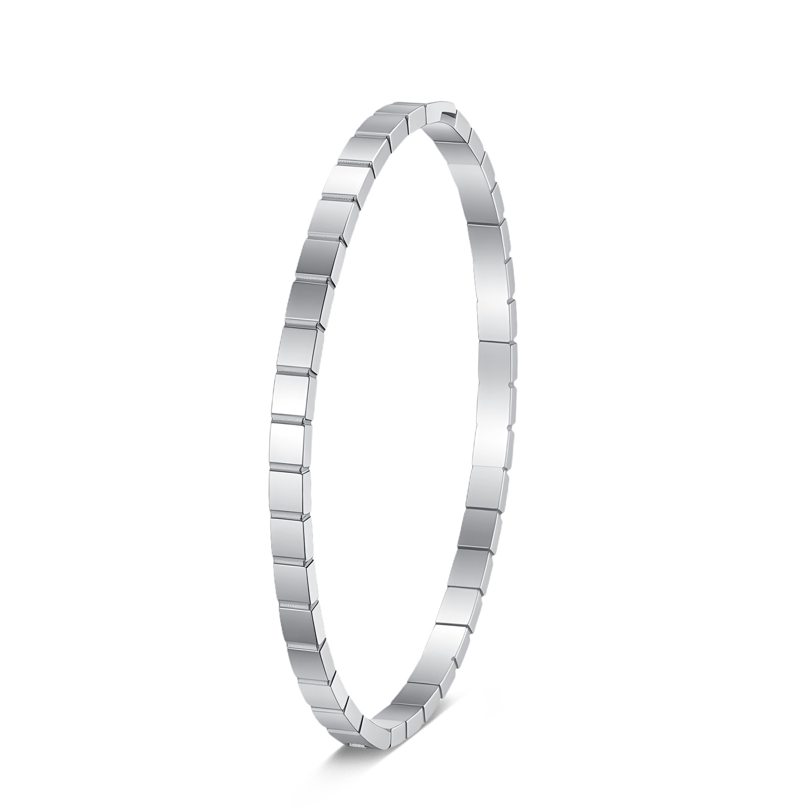 Wholesale of 4MM square, round, personalized and simple stainless steel and titanium 304 bracelets that are the same style as those of European and American Instagram influencers pic 8