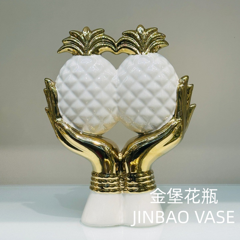 Modern simple European-style electroplated gold fruit ceramic ornaments, home TV cabinets, wine cabinets, decorative display handicrafts pic 12