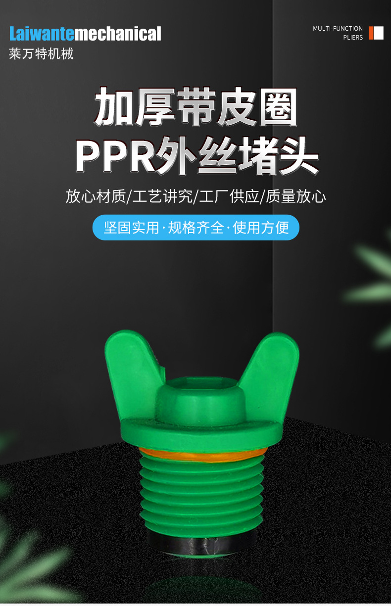 堵头塑料水管4分PPR管道4分6分1寸内丝管帽4分加长耳朵ppr丝堵详情2